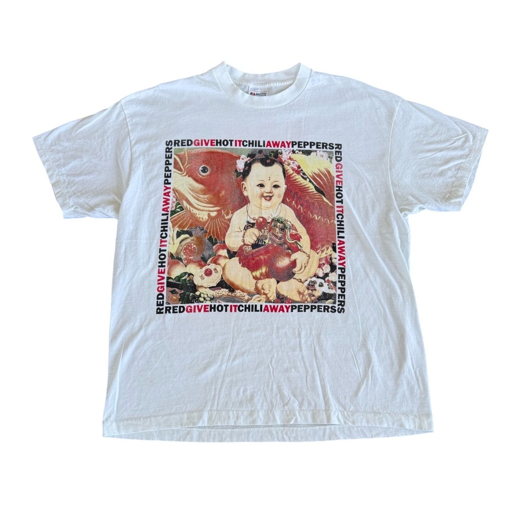 Red Hot Chili Peppers Give It Away T-Shirt Size XL 90s Rock White REPRINT